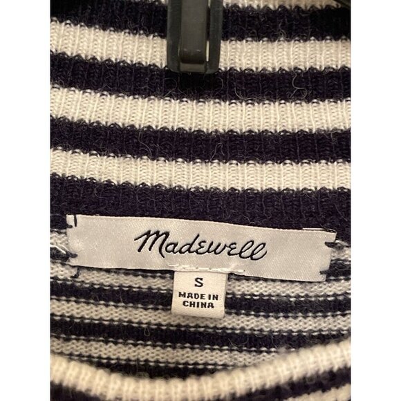 Madewell Womens Striped Mock Neck Sweater S Black & White‎ - Viscose Blend - Picture 2 of 12
